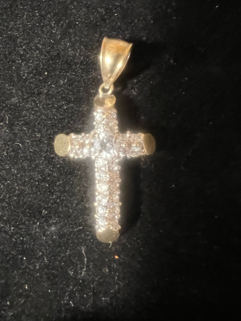 Vintage 10K Yellow Gold CZ Modernist Cross